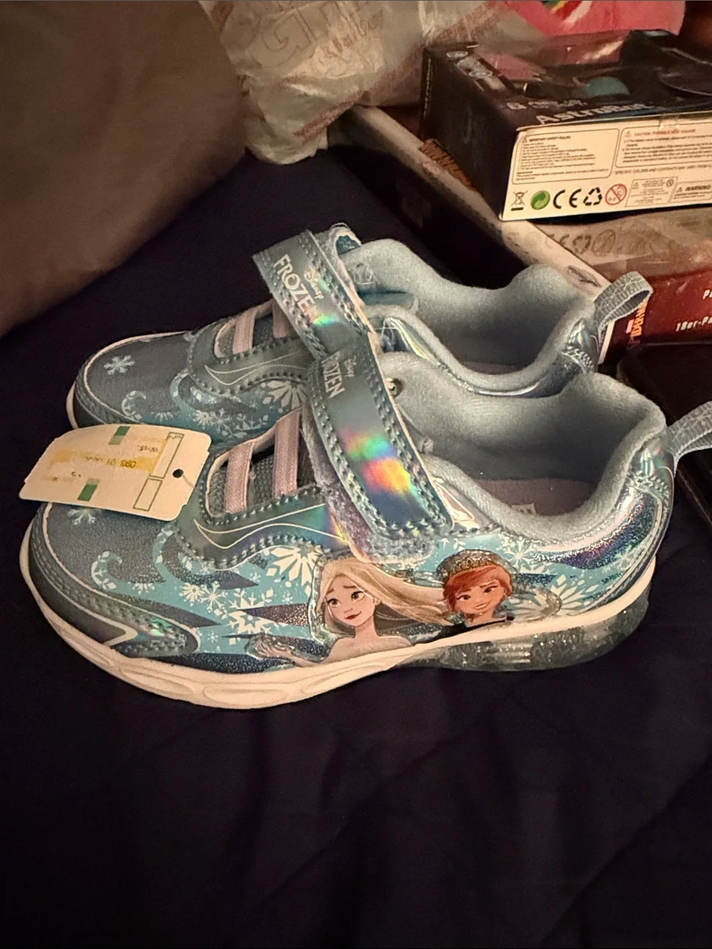 Girls' Disney frozen Light Blue Holographic Sneakers